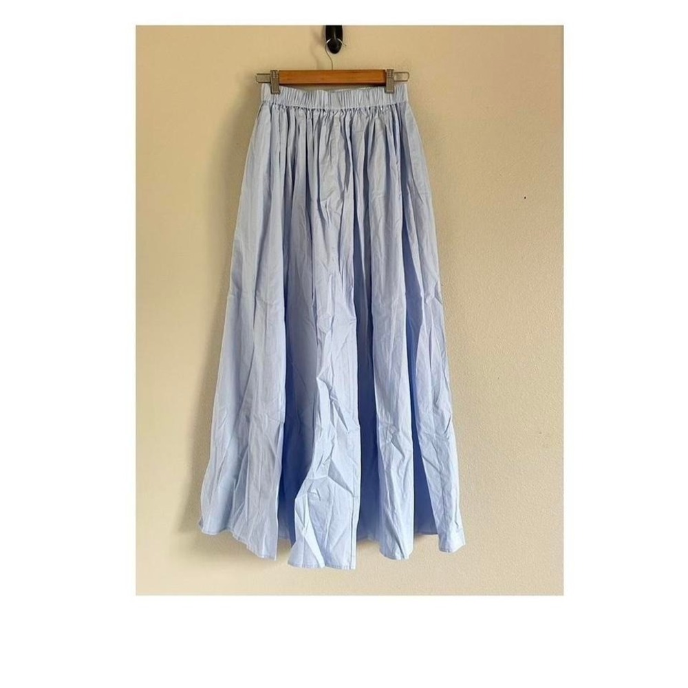 Commense Blue Cotton A-Line Skirt With Pockets Small NWT - Picture 2 of 5